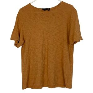 Theory Cotton Tee Tshirt Womens Size Medium Mustard Tan Brown Short Sleeve Crew